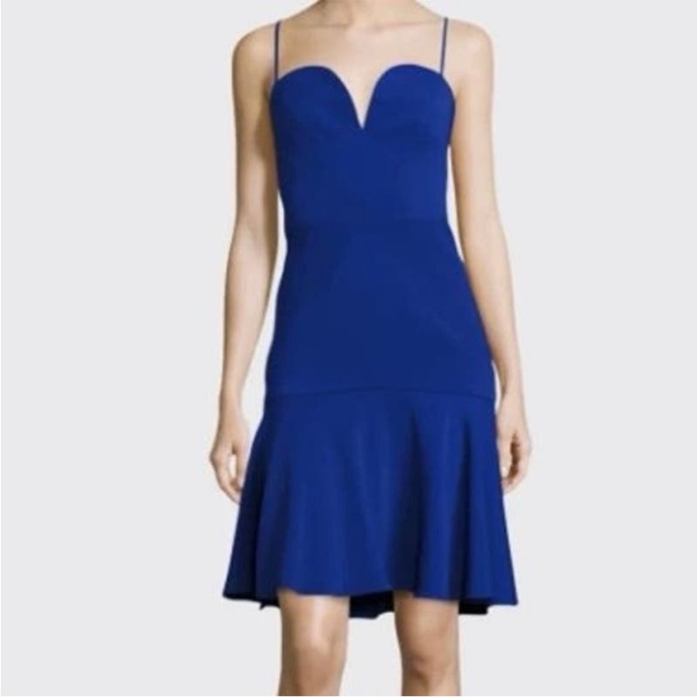 MILLY Kelly Cady Sweetheart Fit-&-Flare Fluted sleeveless Dress Cobalt Blue Sz 4